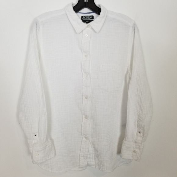 J.Crew Garçon Classic Double-gauze Shirt Sz 8 Women White Button Up Classic - Picture 2 of 8